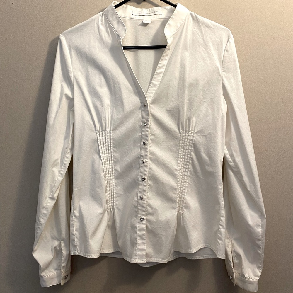 Medium white express button up shirt